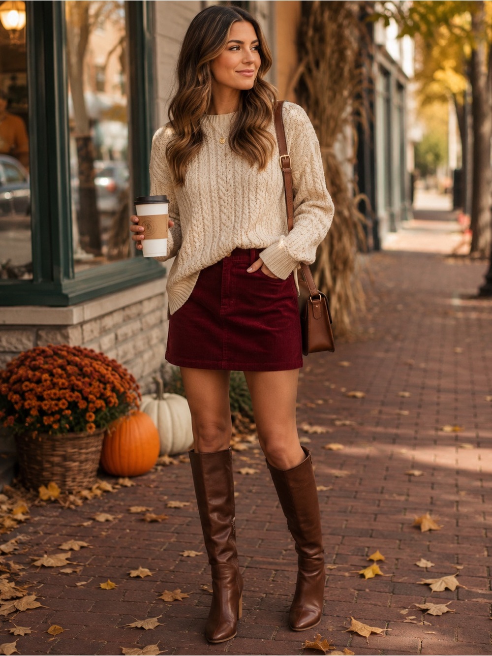 Size 14 Corduroy Mini Skirt in Deep Wine Red